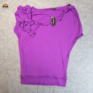 NWT Express Blouse Top Purple Ruffled Shoulder Corpcore Preppy Women's Size M